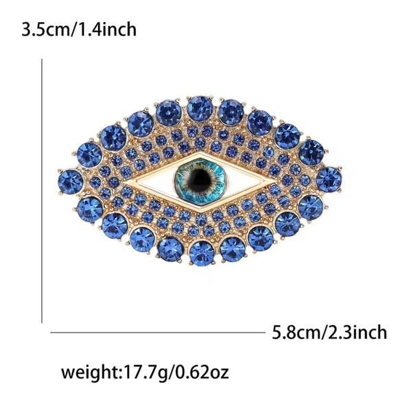 Gaze Evil Eye Royal Blue Crystals Brooch - Picture 2 of 3